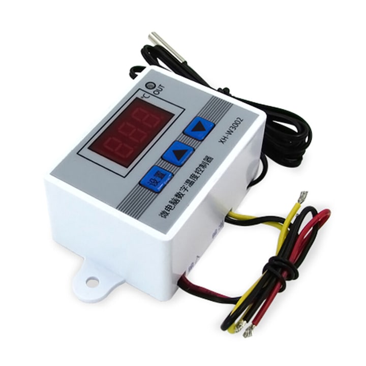 Controler temperatura digital LED, microcomputer cu sonda rezistenta la apa, alb, 6x4.5x3.1cm