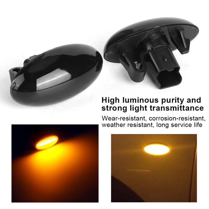 LED oldalsó irányjelző lámpa, 18 LED, borostyánsárga, 12V, 3W, bal-jobb szett