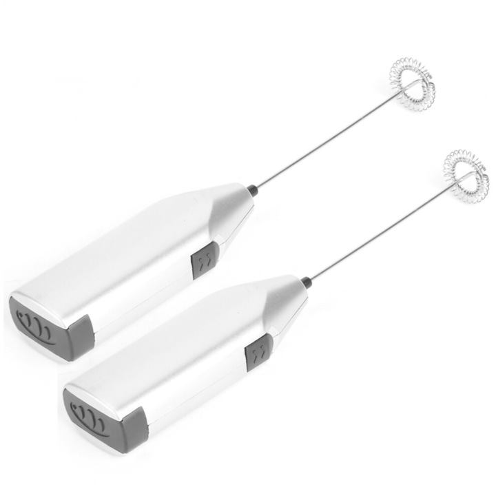 Mixer electric pentru lapte si ou, argintiu, 20x2.2cm