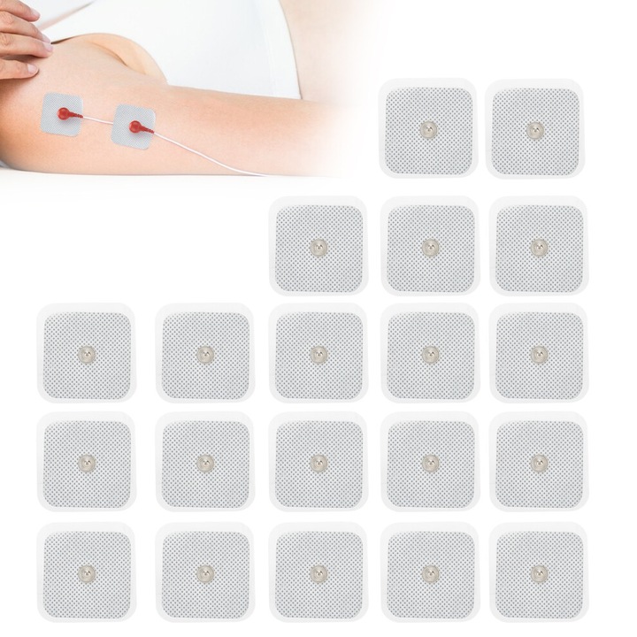 Set 20 plasturi electrozi 4x4cm material netesut pentru terapie EMS TENs
