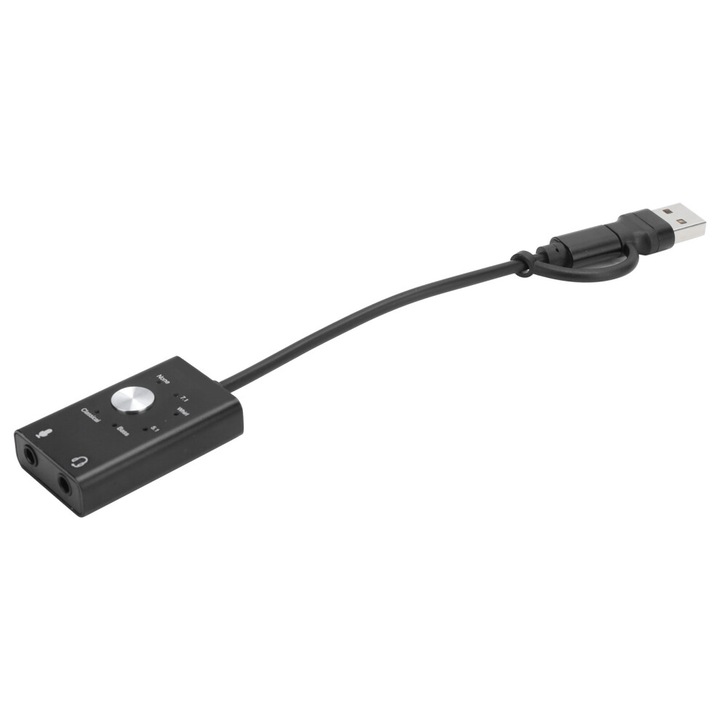 Placa de sunet externa 7.1 canale, aluminiu, portabil, Type-C, 20g