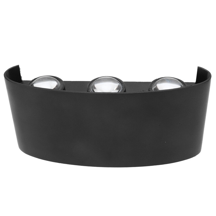 Aplica perete LED 6W aluminiu negru lumina calda 168x80x40mm IP65