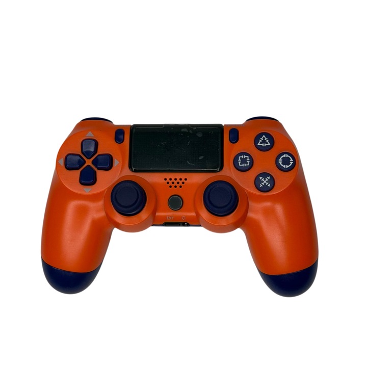 Безжичен контролер doubleshock, PS4, PS-TV и PS Now, СЕРИЙНО-СЪВМЕСТИМ, с вибрации, включен кабел за зареждане, оранжев, HAPPY JOKER®