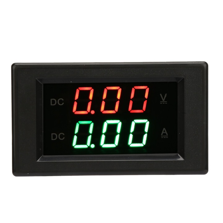 Voltmetru Ampermetru Dual Display 100V 20A, negru, 3.5-30V