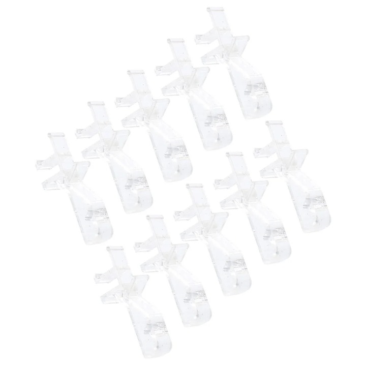 Set 10 cleme transparente pentru perdele, plastic, 4.6x2.1x0.7cm