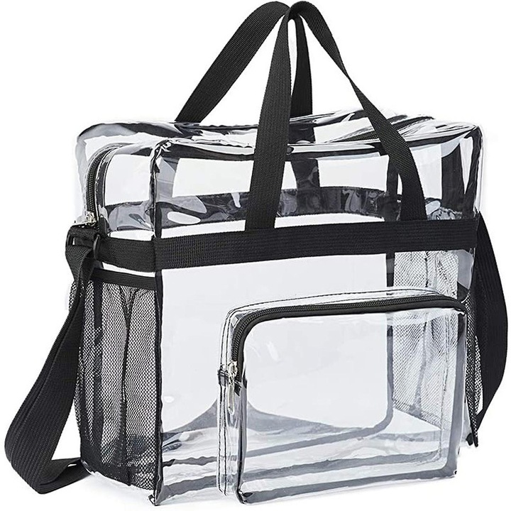 Прозрачна пътна чанта унисекс PVC 30x30x15cm черна