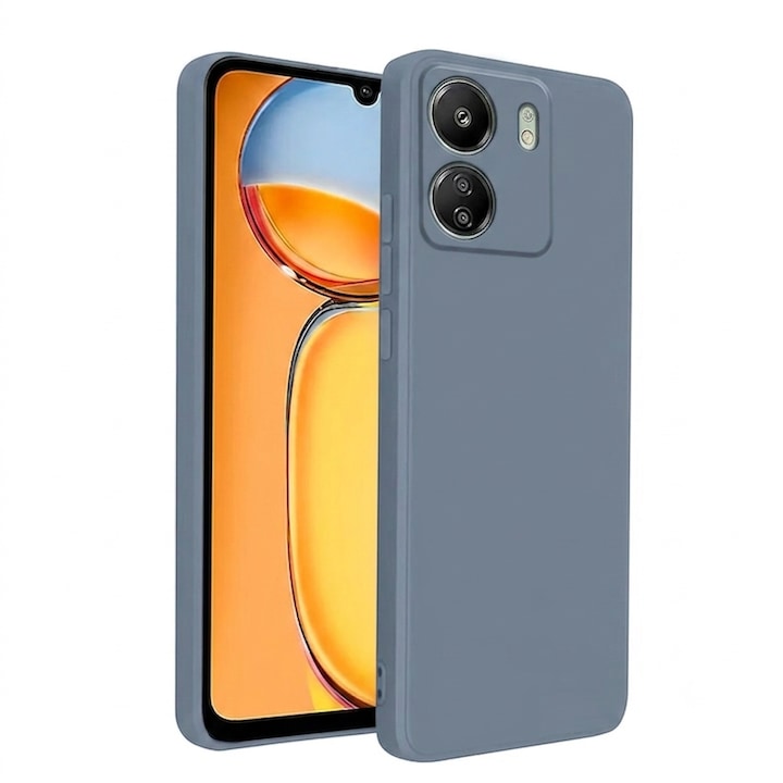 Husa pentru Xiaomi Redmi 13C DaDen Silicon Soft, Ultra Slim, Protectie sporita, Interior de microfibra, Calitate premium, Gri
