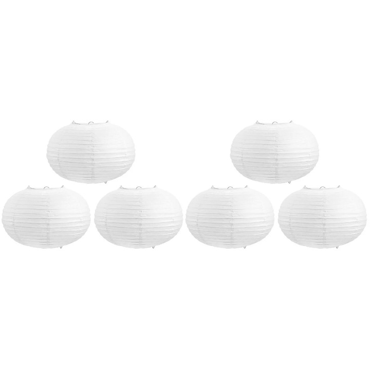 Set 6 lampioane hartie alb 30x30x19cm pentru petrecere interior exterior