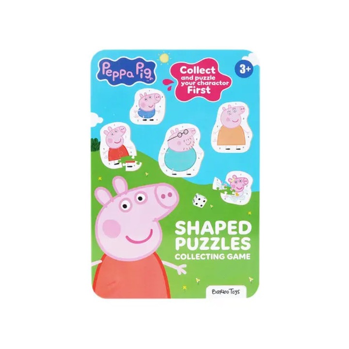 Peppa Pig puzzle játék, 5 darabos, többszínű, 3+ év, fém doboz