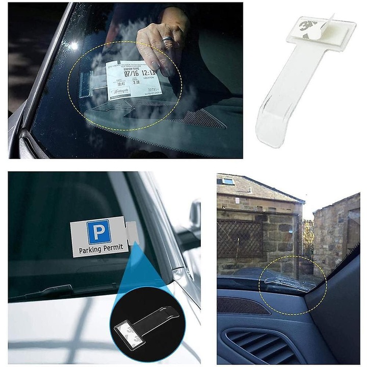 Set 5 suporturi parbriz auto transparent 7.4x3.95cm