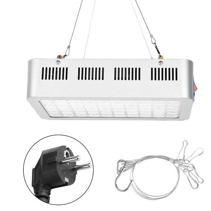 Lumina de crestere LED ZYBLSSBB LSM2xh2282-BCS0038917, 600W full spectrum SMD3030, 12000 lm, 85-265V, comutator VEG/BLOOM, ventilatoare racire, argintiu, 29 x 7 x 7 cm