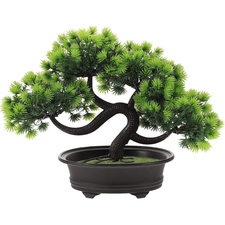 Műbonsai növény, zöld, műanyag, 30x13.5x23cm