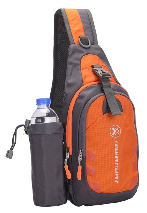 Sporttáska nylon levehető palacktartóval, narancssárga 17x4x36cm