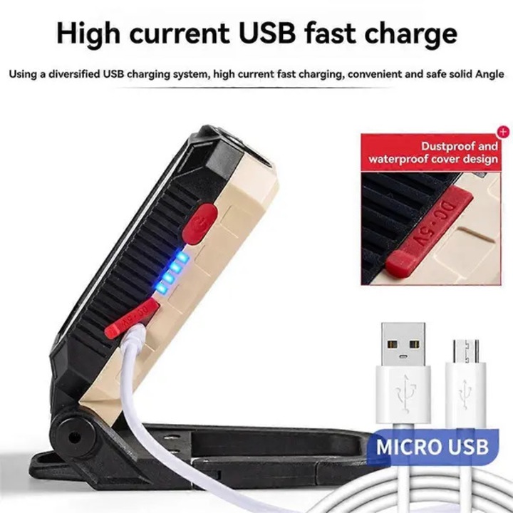 COB USB újratölthető munkalámpa, mágneses, fekete, 28x28cm