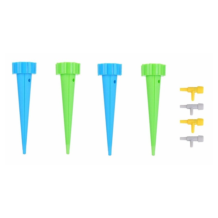 Set 4 picuratoare automate irigare gradina con albastru verde 13.5x3.5cm