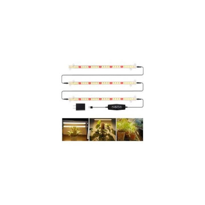 Lumina LED növényekhez, teljes spektrum, időzítő, 5 állítható szint, fehér, 76.8inch