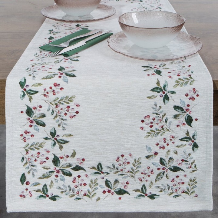 Asztali futó, Eurofirany, Cho 1313, natúr, 45x140 cm, gobelin mintás, ünnepekre