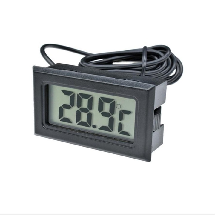 LCD digitális hőmérő hűtőszekrényhez, fekete, 1m kábel