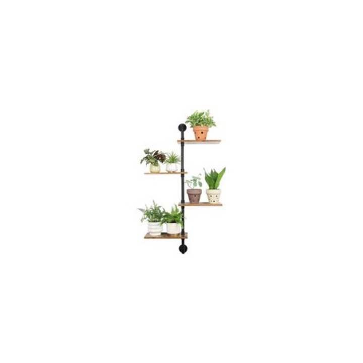 Fém és MDF beltéri növénystand, 4 emeletes, fehér, 35x20x58cm