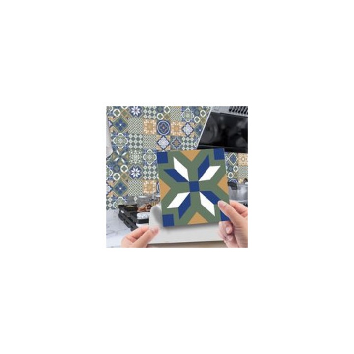 Öntapadós tapéta 24 darab, retro tégla utánzat, színes, vízálló, 20x20cm