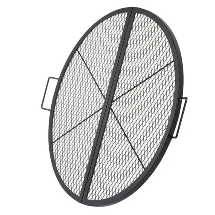 Összecsukható kerek grill, robusztus acél, fekete, 91x25cm, 5.6kg