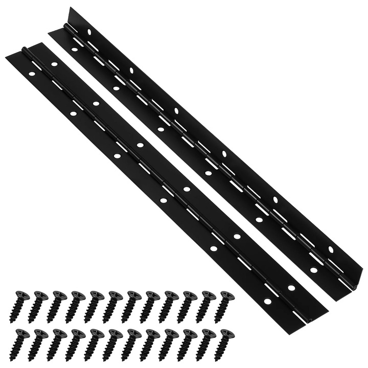 Balamale metalice, 2 buc, rezistente, negre, 30x3x0.8cm, cu suruburi
