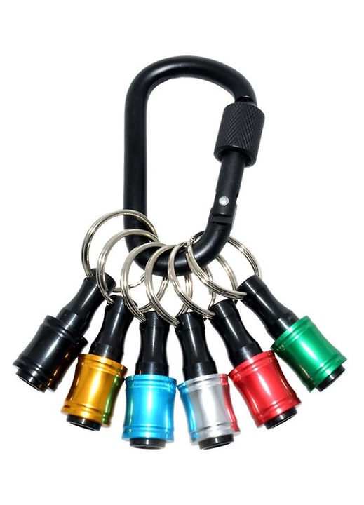 Breloc cu carabiniera multicolor 1.5x1.5x6cm, aluminiu, set