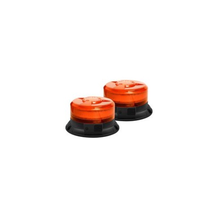 2 db narancssárga LED figyelmeztető lámpa készlet, 12-24V, mágneses, 9 mód, 12x12x5.8cm