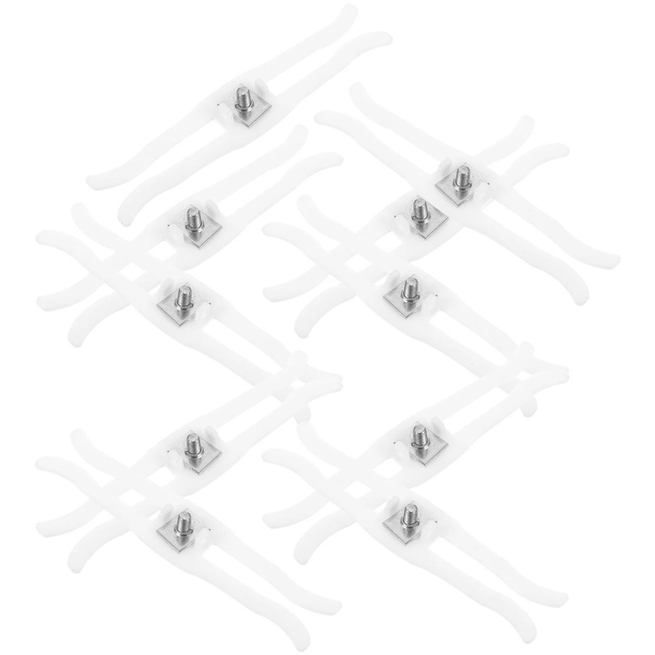 Set 10 cleme inchidere sina perdea, plastic alb, 9.6x2x1cm
