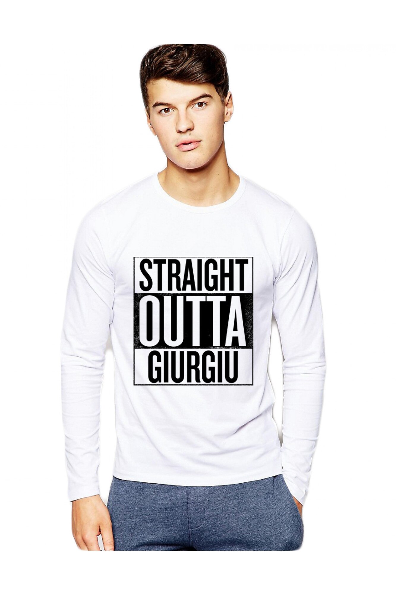 Bluza barbati alba, Straight Outta Giurgiu