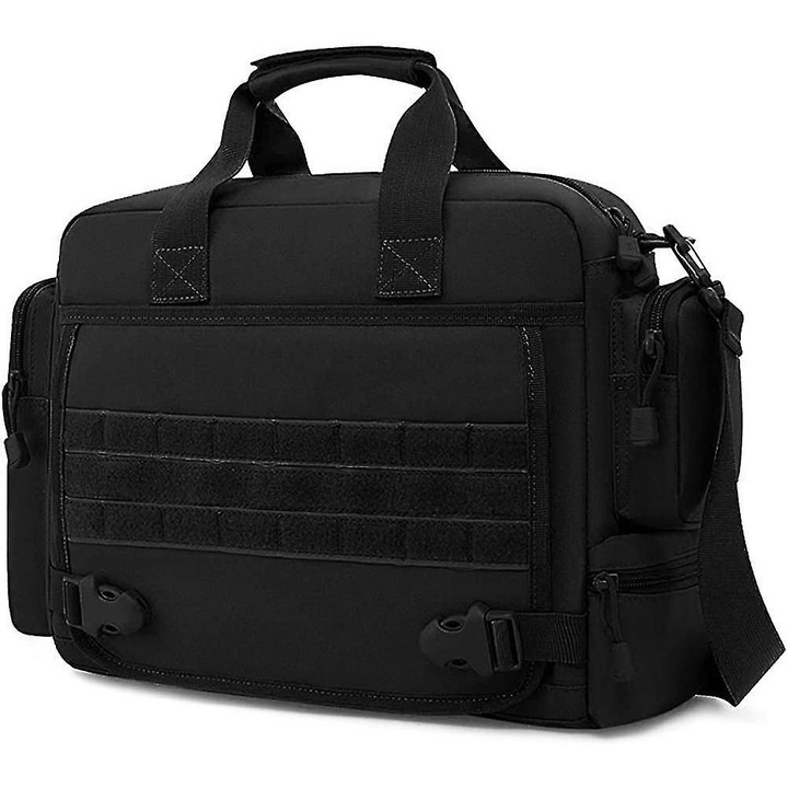 Férfi taktikai laptoptáska 14 hüvelykes, 600D nylon, fekete, 43x12x29cm