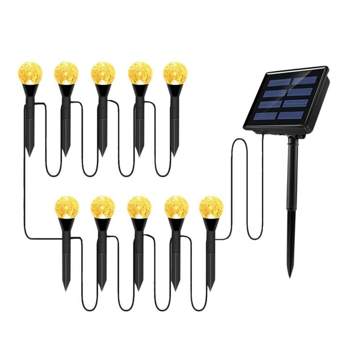 Градински соларни лампи, 1x10 LED, RGB промяна на цвета, черен, IP65, 8-10ч осветление