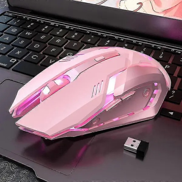 Vezeték nélküli egér, rózsaszín, ergonomikus, 1200 DPI, 10m hatótávolság, USB, 800mA