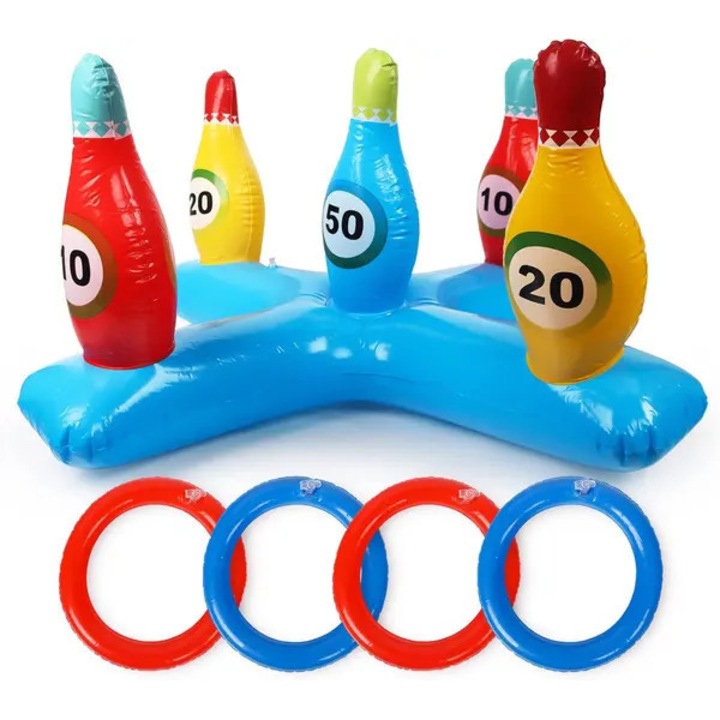 Joc de aruncat inele, gonflabil, PVC, multicolor, dimensiuni variabile