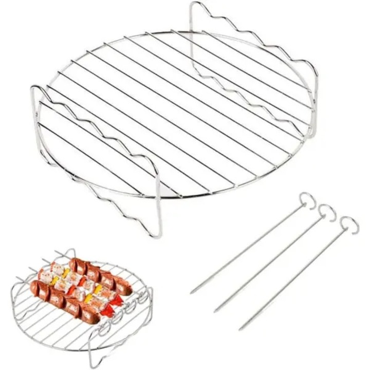 Kétoldalas állvány nyársakkal fritőzhöz, 304-es rozsdamentes acél, hőálló, 30x20cm