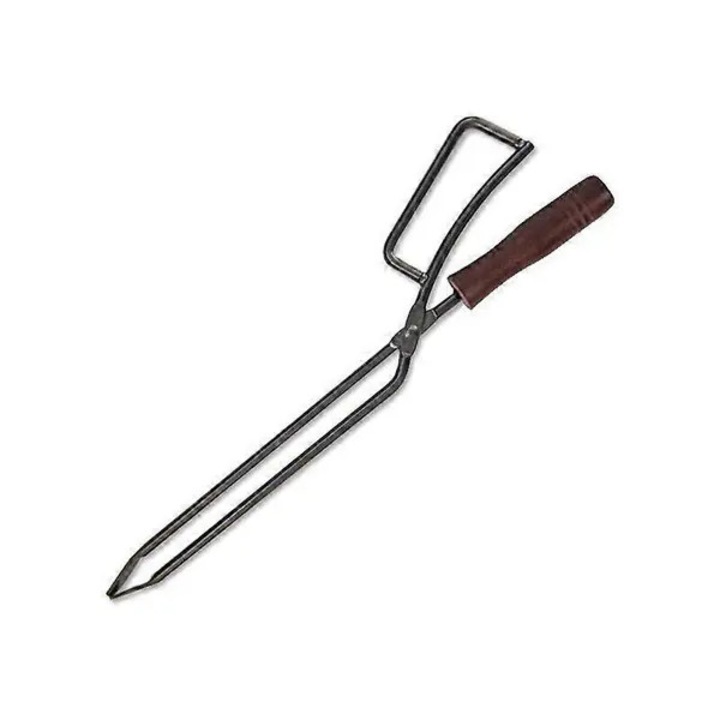 Щипка за огън CJ-K0497-260615-2190 от неръждаема стомана, дървена дръжка, устойчива на температури, 40 см, черен/кафяв