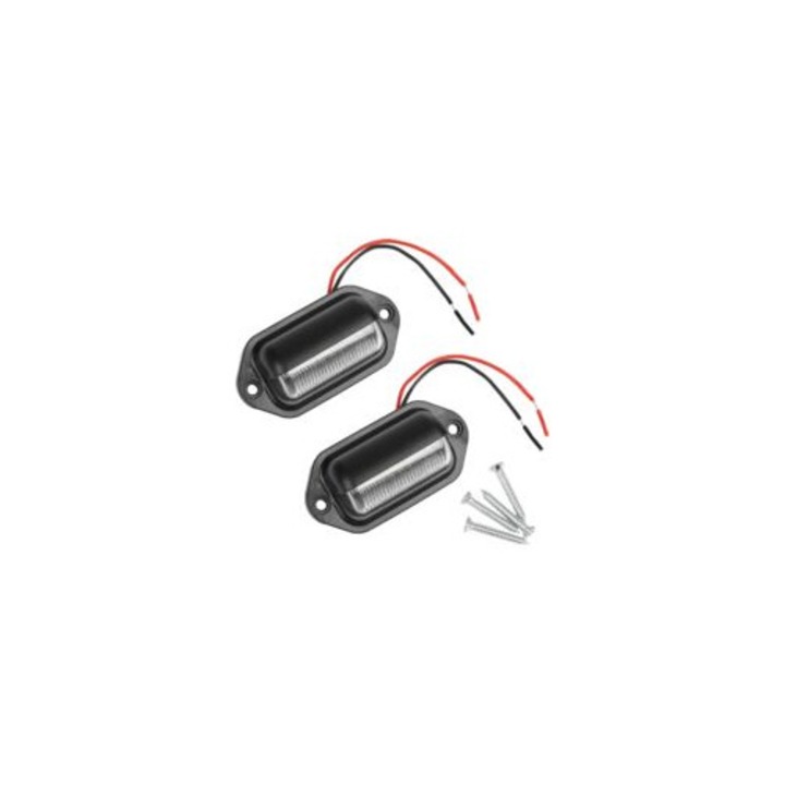 2 db LED rendszámtábla világítás készlet, fehér, 66x32x22mm, IP65, 12V/24V
