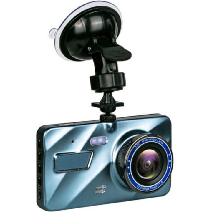 Kétcsatornás autós DVR kamera, elöl-hátul, Full HD, 230°-os nagylátószög, éjjellátó, 4 hüvelyk, 64GB, 24 órás parkolási mód