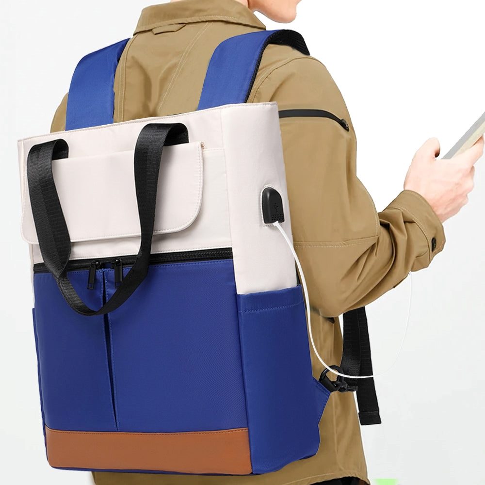 Rucsac laptop 2in1 convertibil, verde, 29x18x43cm, cu port USB