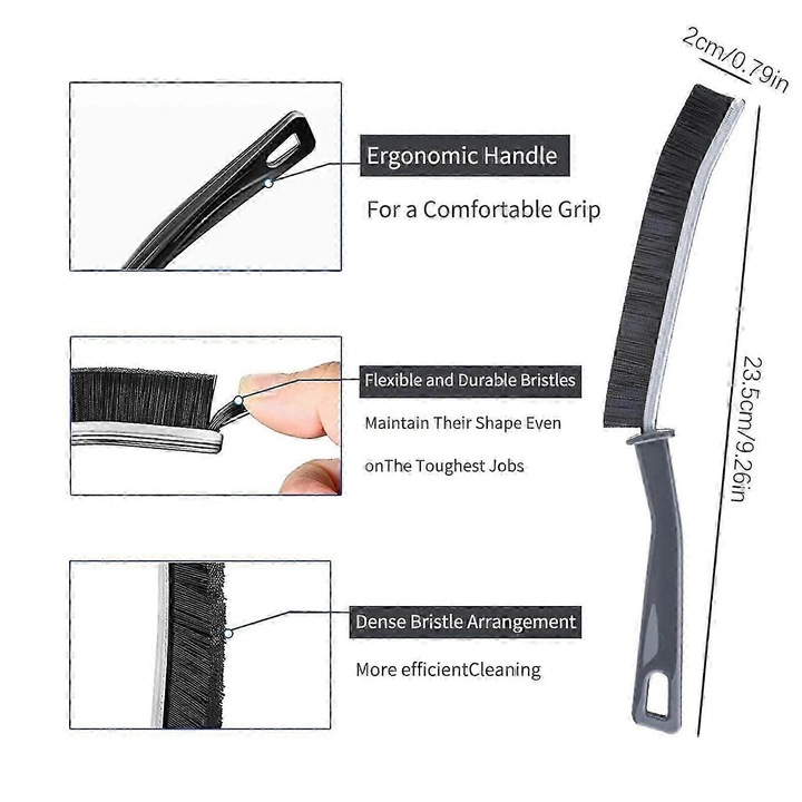 Perie de curatare, 2 bucati, negru si alb, 23.5 cm
