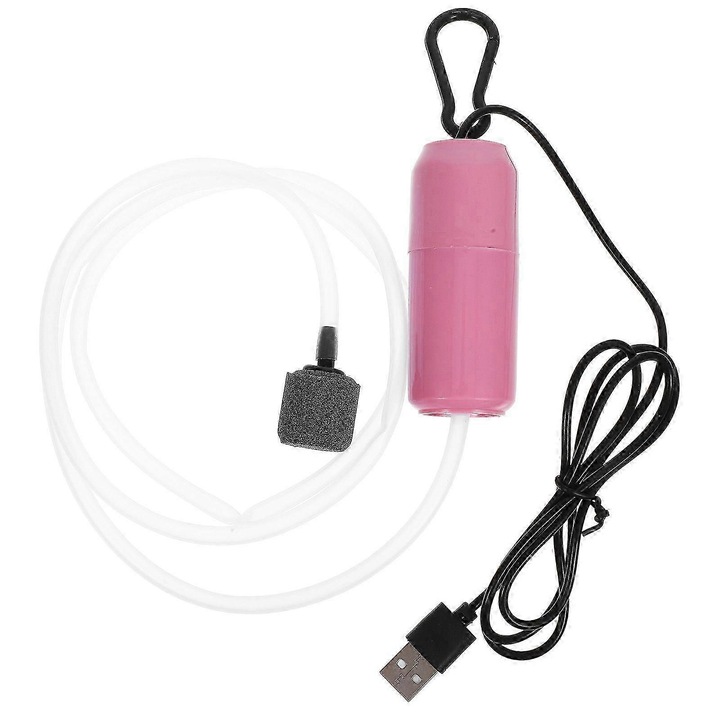 Преносима USB помпа за аквариум, розова, 7.7x3x3cm