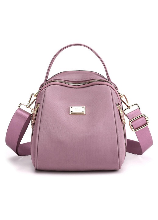 Női rózsaszín nylon hátizsák 20x19x13cm levehető
