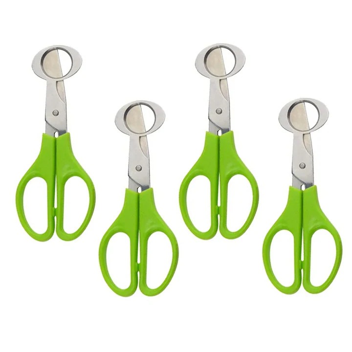Set 4 foarfeci pentru oua de prepelita, ABS inox, multicolor, 6.5x5.6x14cm