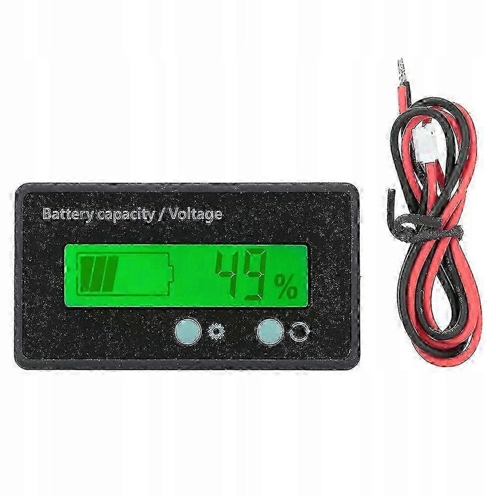 Индикатор за капацитет на батерията 12-84V LCD, син, 6.1x3.3x1.3cm