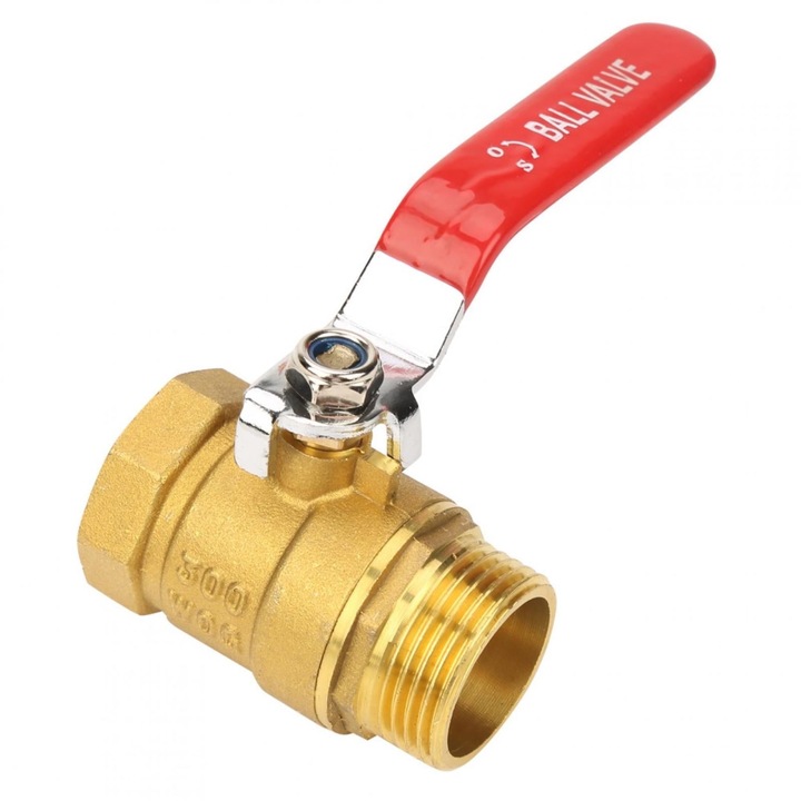 Sárgaréz csap, külső és belső menet 1"BSP DN25, gyorscsatlakozás, arany, 280g