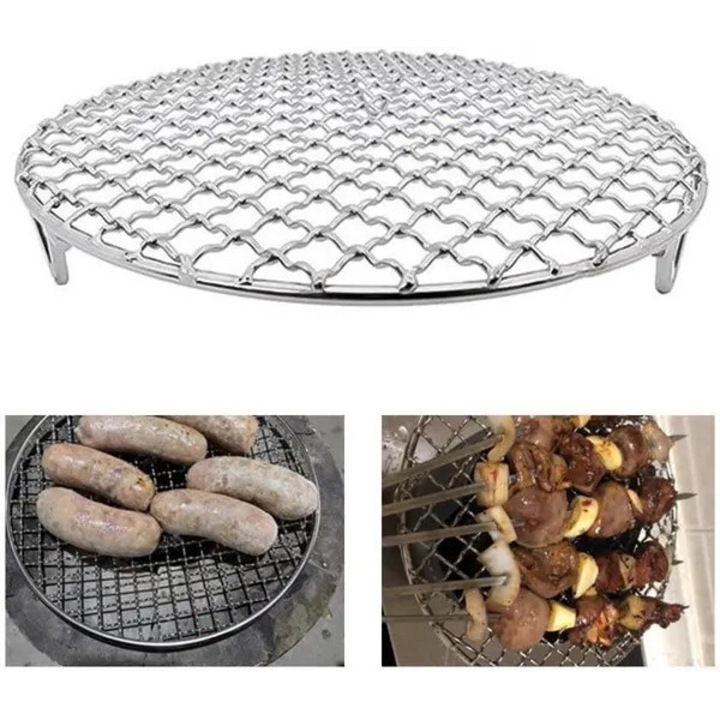 Kerek rozsdamentes acél grill 27cm, tartós, ezüst