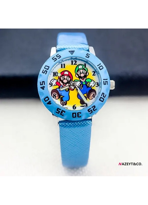 Gyermekóra, Super Mario, Luigi figura, világítás, PU, 34x7x235mm