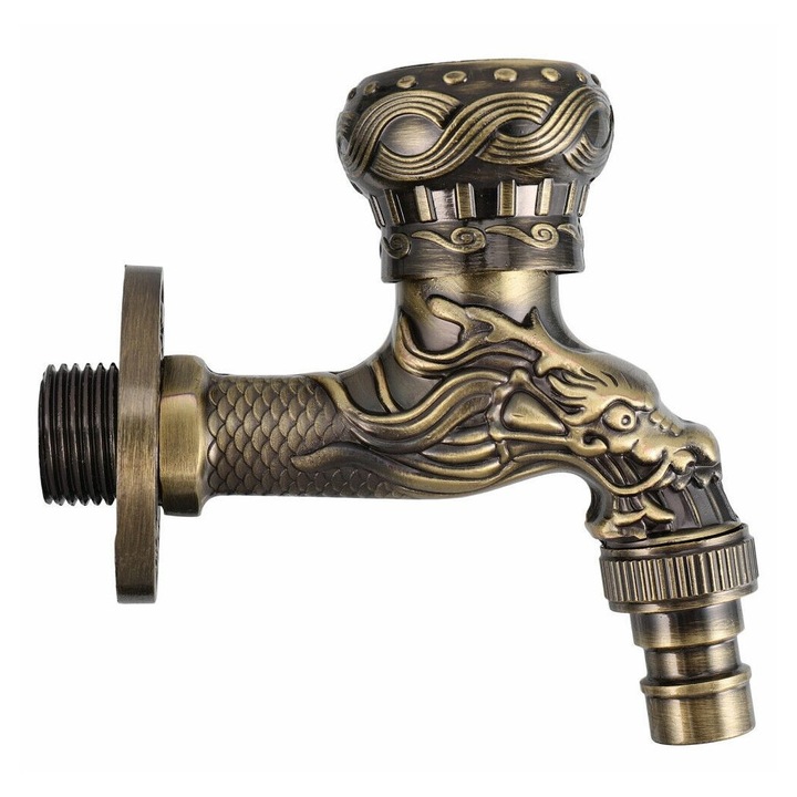 Konyhai csaptelep, fali csap, antik bronz, 10.2x4x9.3cm