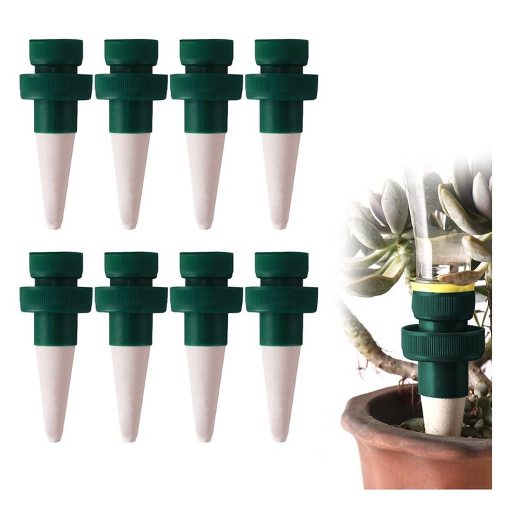 Set 8 picuratoare autoirigare ceramica verde 11cm