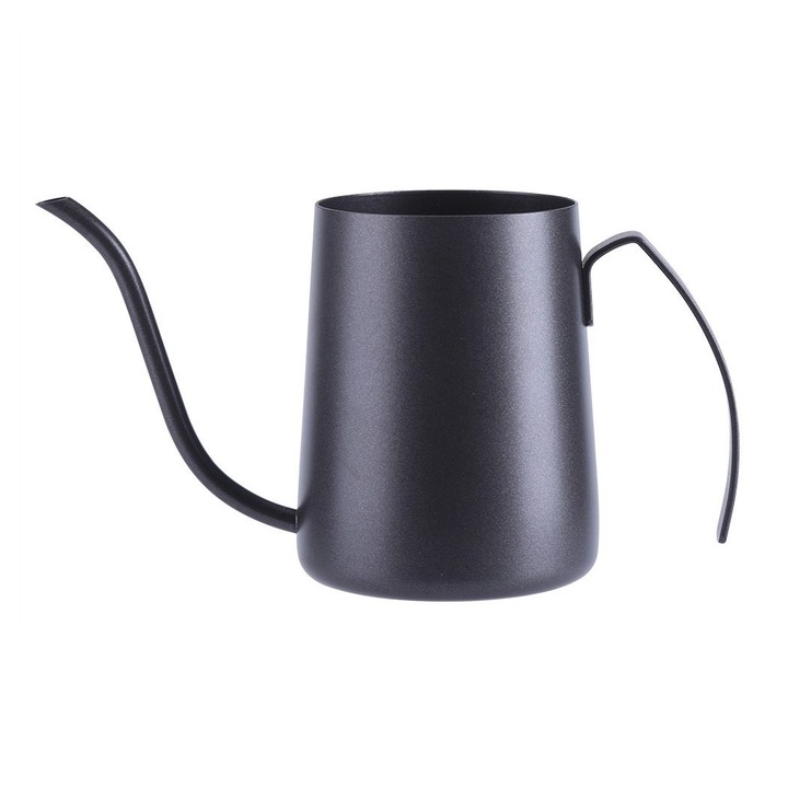 Kávéskanna, rozsdamentes acél, 350ml, fekete, hosszú kifolyó, ergonomikus fogantyú
